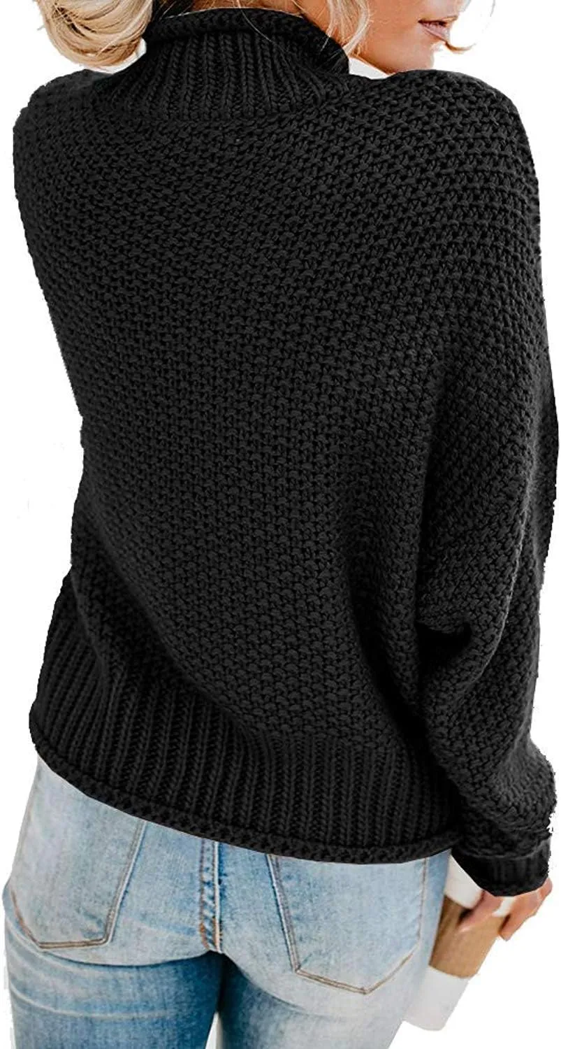SVALIY Womens Oversized Turtlenecks Sweaters Batwing Long Sleeve Chunky Pullover Knit Jumper