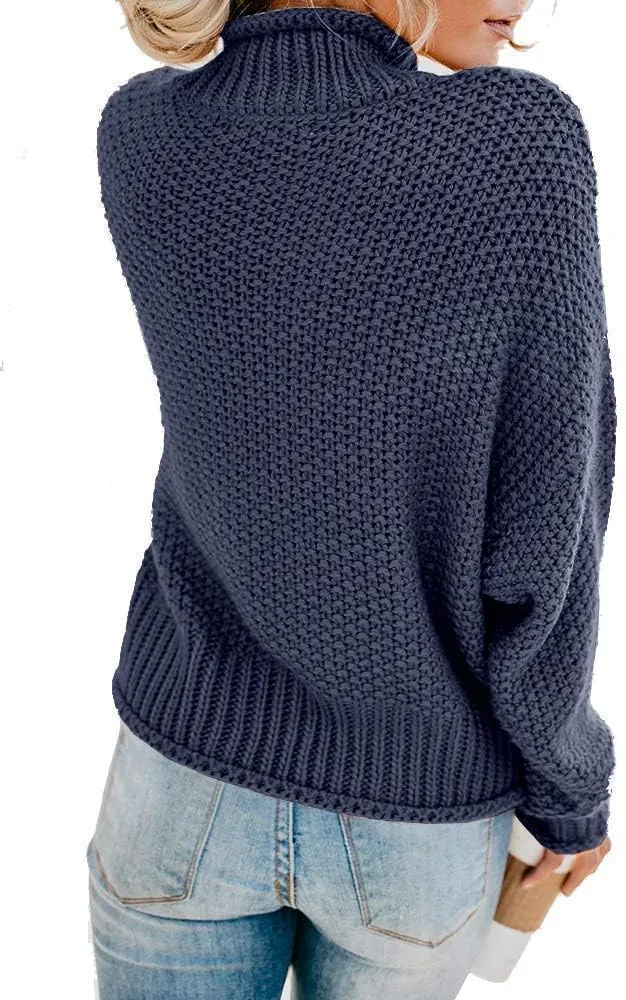 SVALIY Womens Oversized Turtlenecks Sweaters Batwing Long Sleeve Chunky Pullover Knit Jumper
