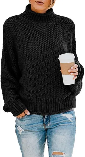 SVALIY Womens Oversized Turtlenecks Sweaters Batwing Long Sleeve Chunky Pullover Knit Jumper