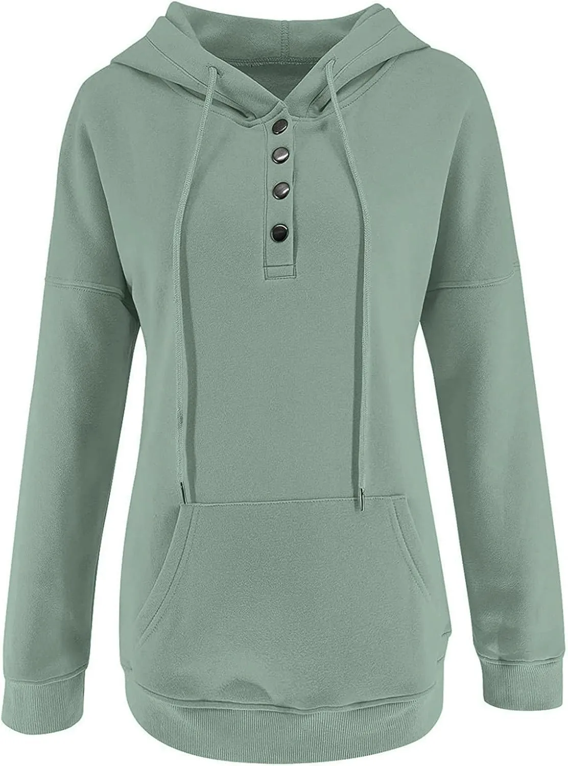 Sweatshirt for Women Fall Womens 2024 Hoodies Button Collar Drawstring Hooded Pullover Sweatshirt Casual Long Sleeve Tops