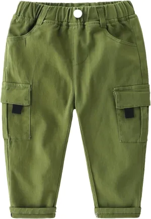 Toddler Boys Cargo Joggers Elastic Waist Aesthetic Trousers Kids Casual Baggy Pants Multiple Pockets Comfy Streetwear