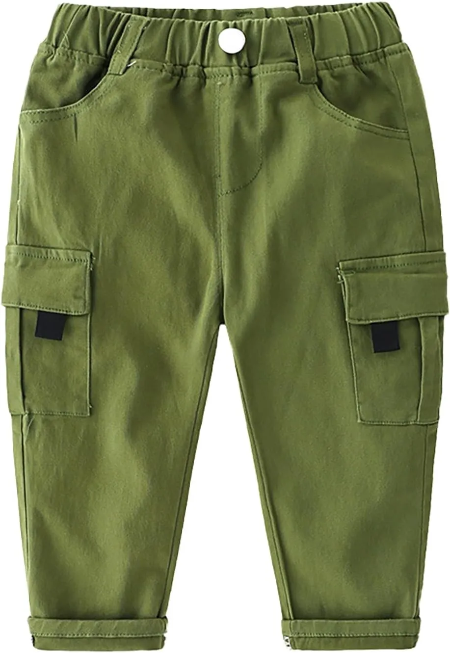 Toddler Boys Cargo Joggers Elastic Waist Aesthetic Trousers Kids Casual Baggy Pants Multiple Pockets Comfy Streetwear