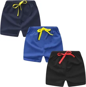 Toddler Boys Girls Shorts 3 Pack Little Kids Cotton Sport Jogger Shorts Summer Solid Color Active Short Pants