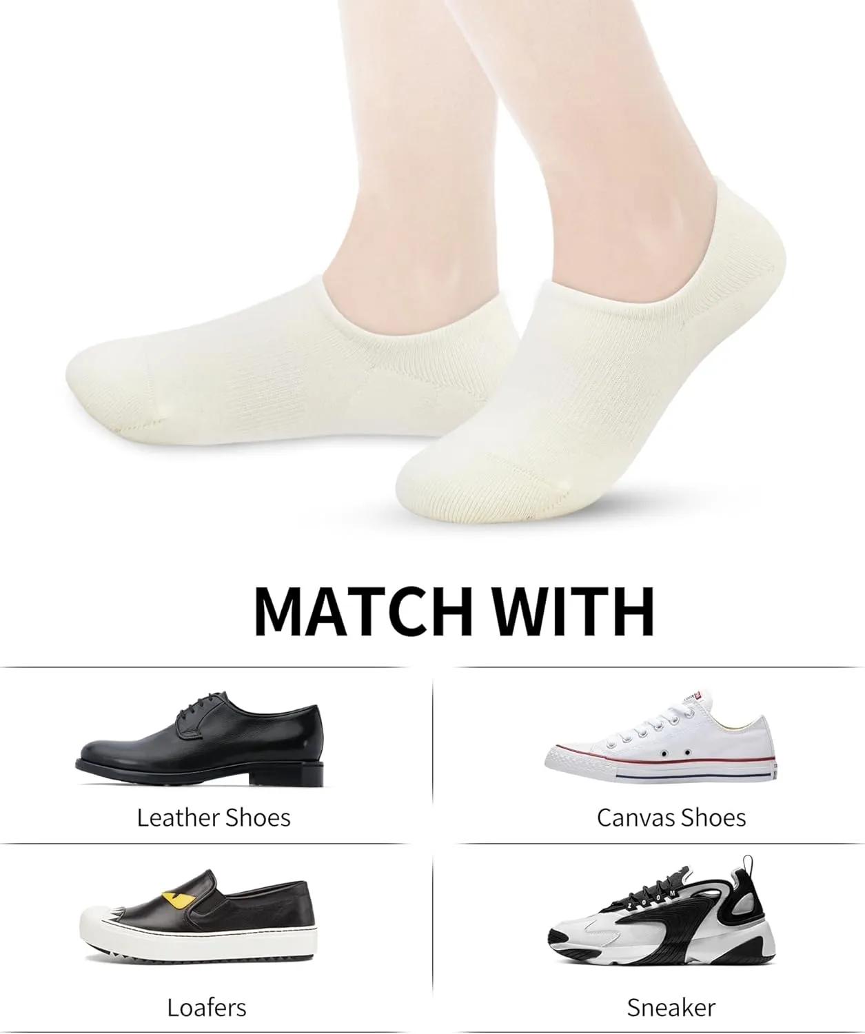 VOROLO No Show Socks for Womens,Low Cut Ankle Non Slip Flat Boat Invisible Liner Cushion Athletic Socks