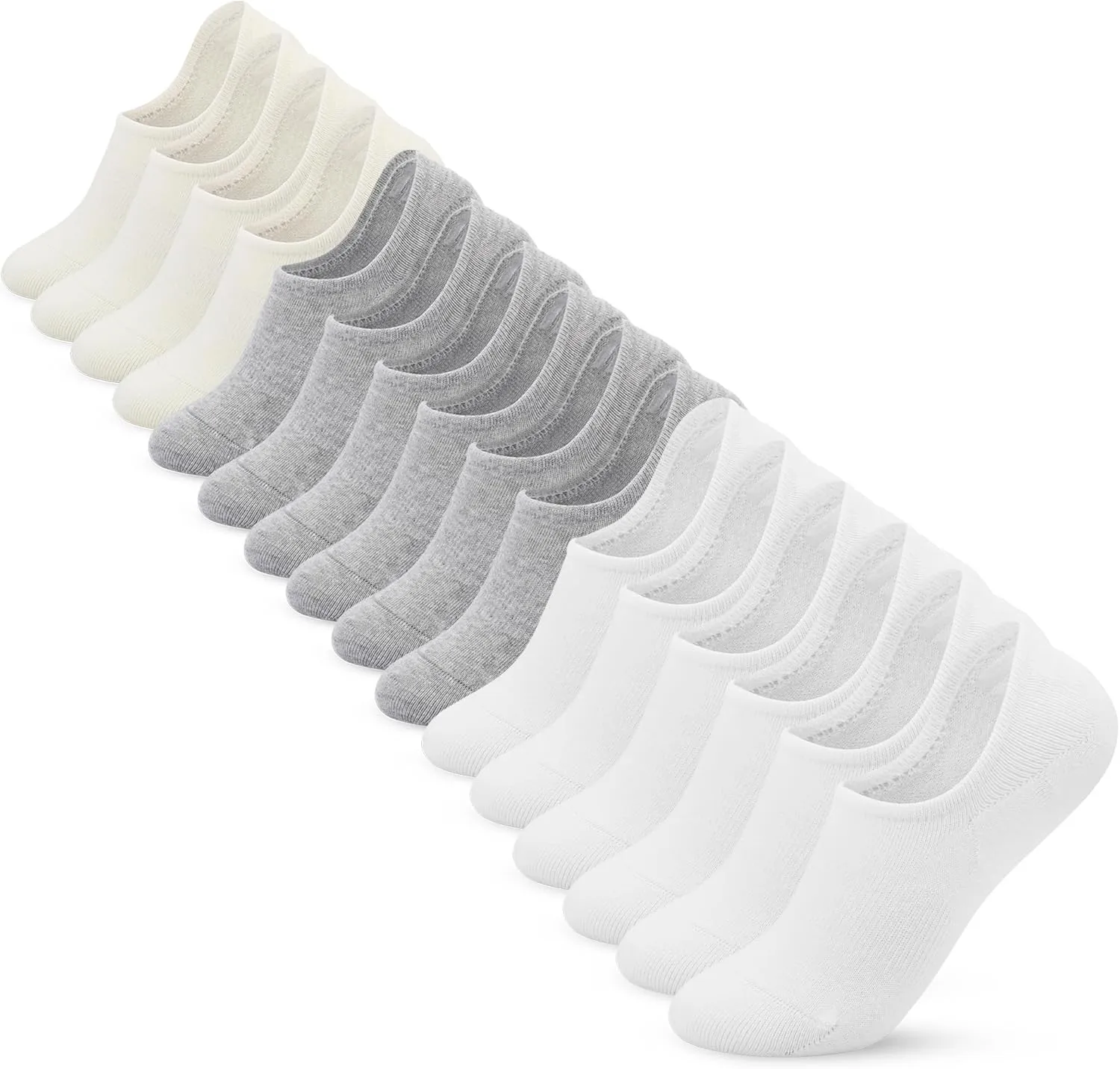 VOROLO No Show Socks for Womens,Non Slip Flat Boat Invisible Liner Cushion Athletic Socks