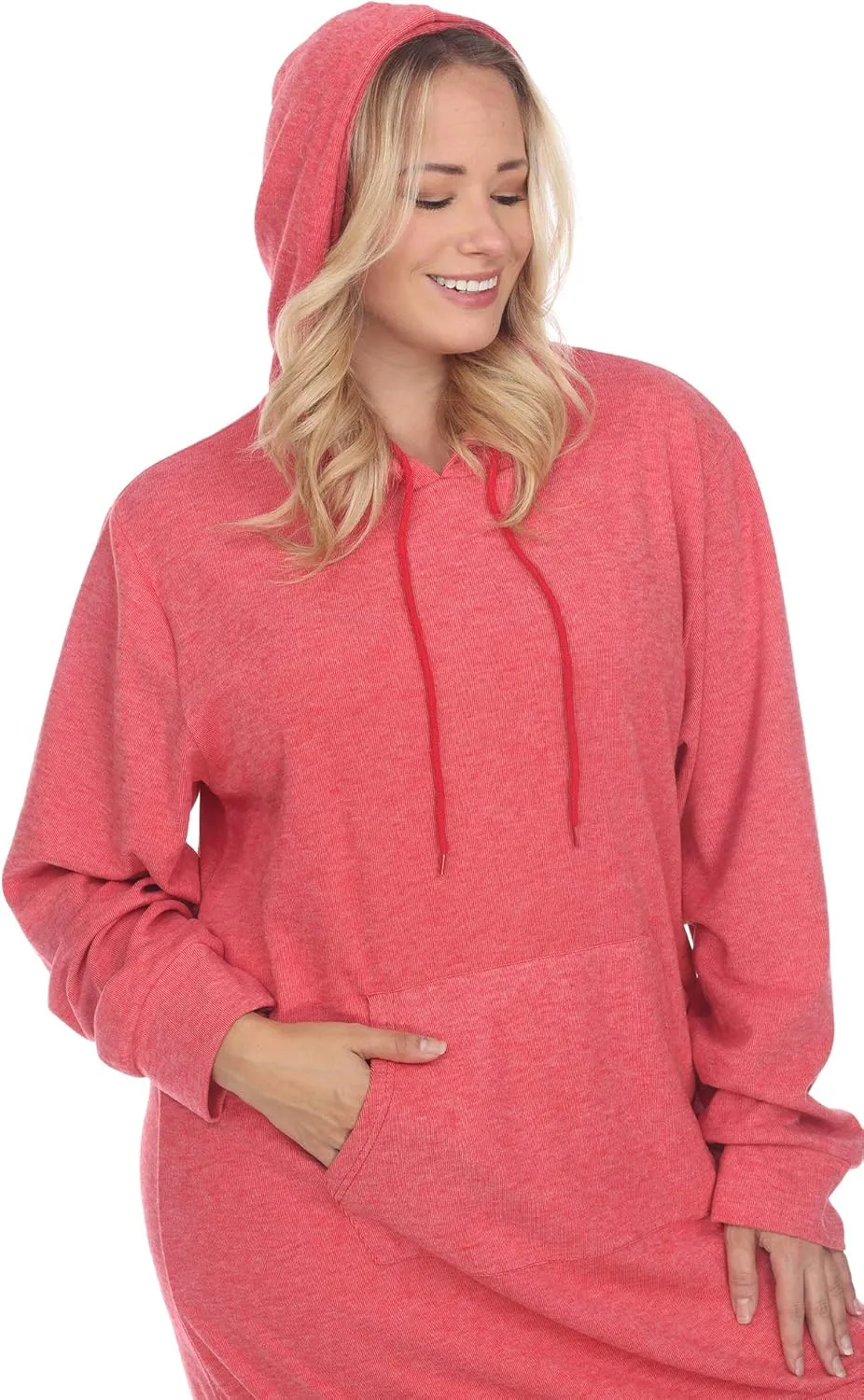 white mark Plus Size Hoodie Sweatshirt Dress