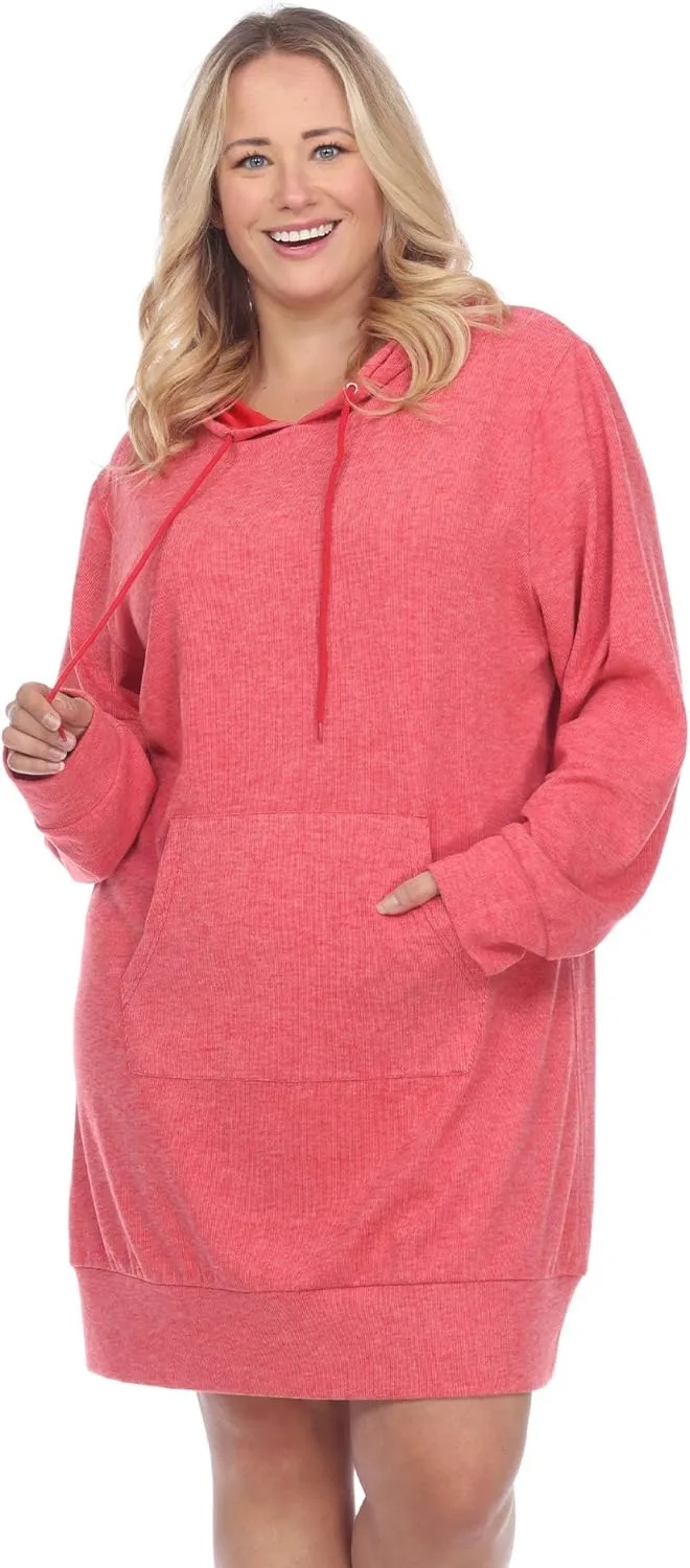 white mark Plus Size Hoodie Sweatshirt Dress
