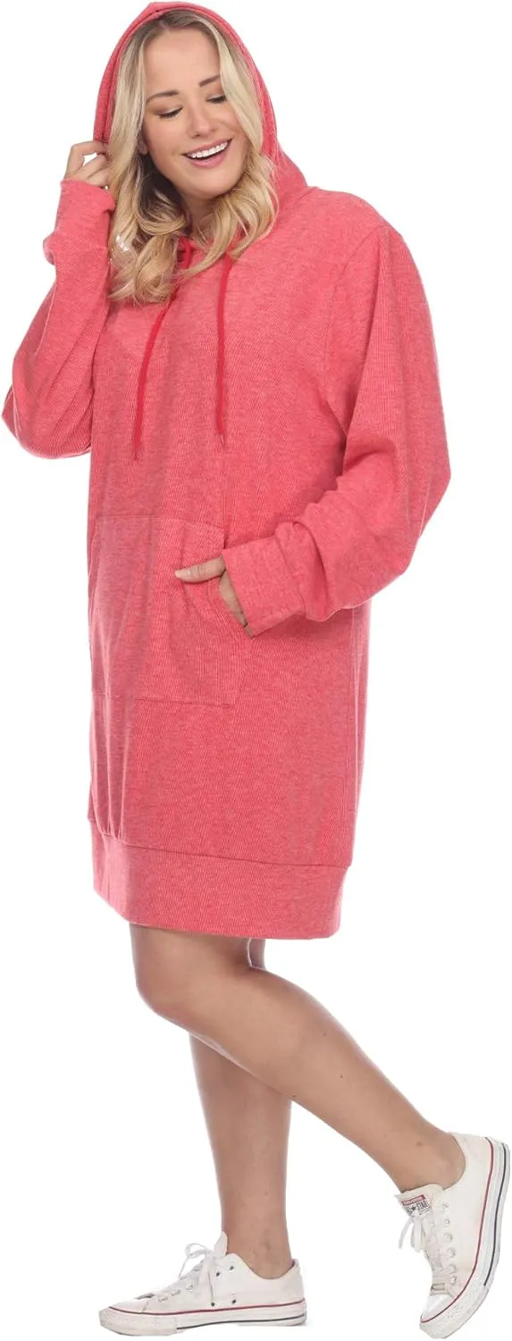 white mark Plus Size Hoodie Sweatshirt Dress