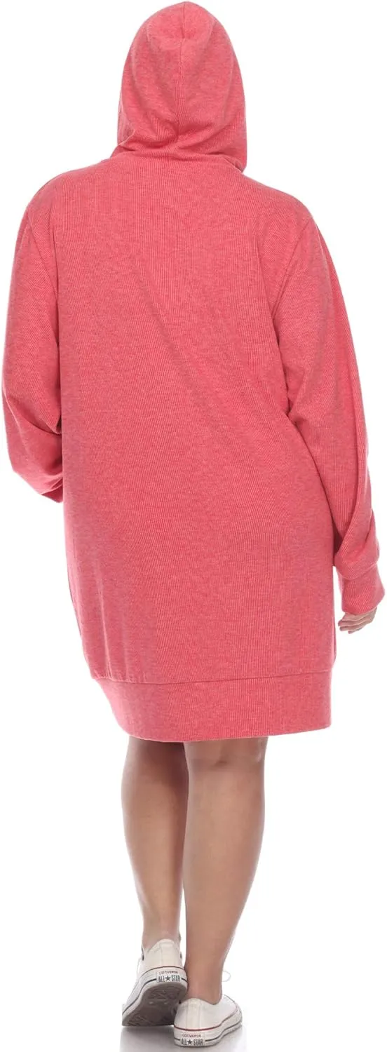 white mark Plus Size Hoodie Sweatshirt Dress