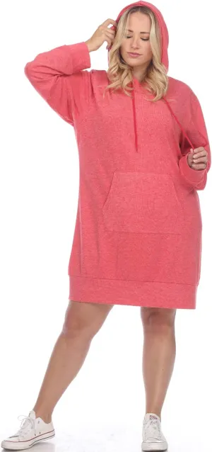 white mark Plus Size Hoodie Sweatshirt Dress