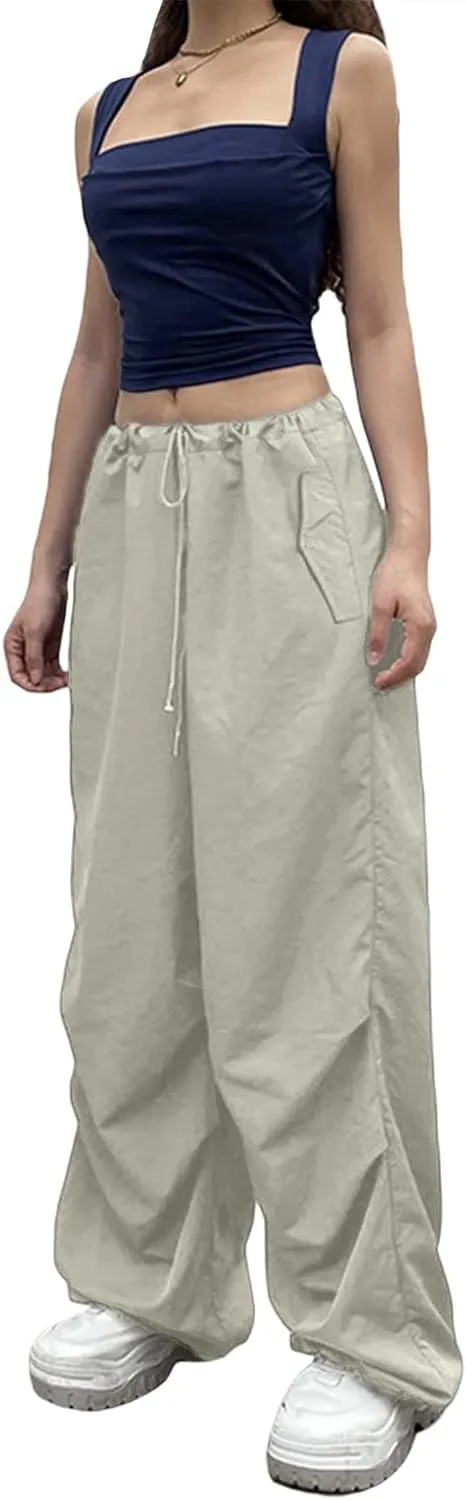 Women Cargo Trousers Drawstring Baggy Pants Loose Jogger Pants Parachute Pants Trendy Sweatpants Streetwearc