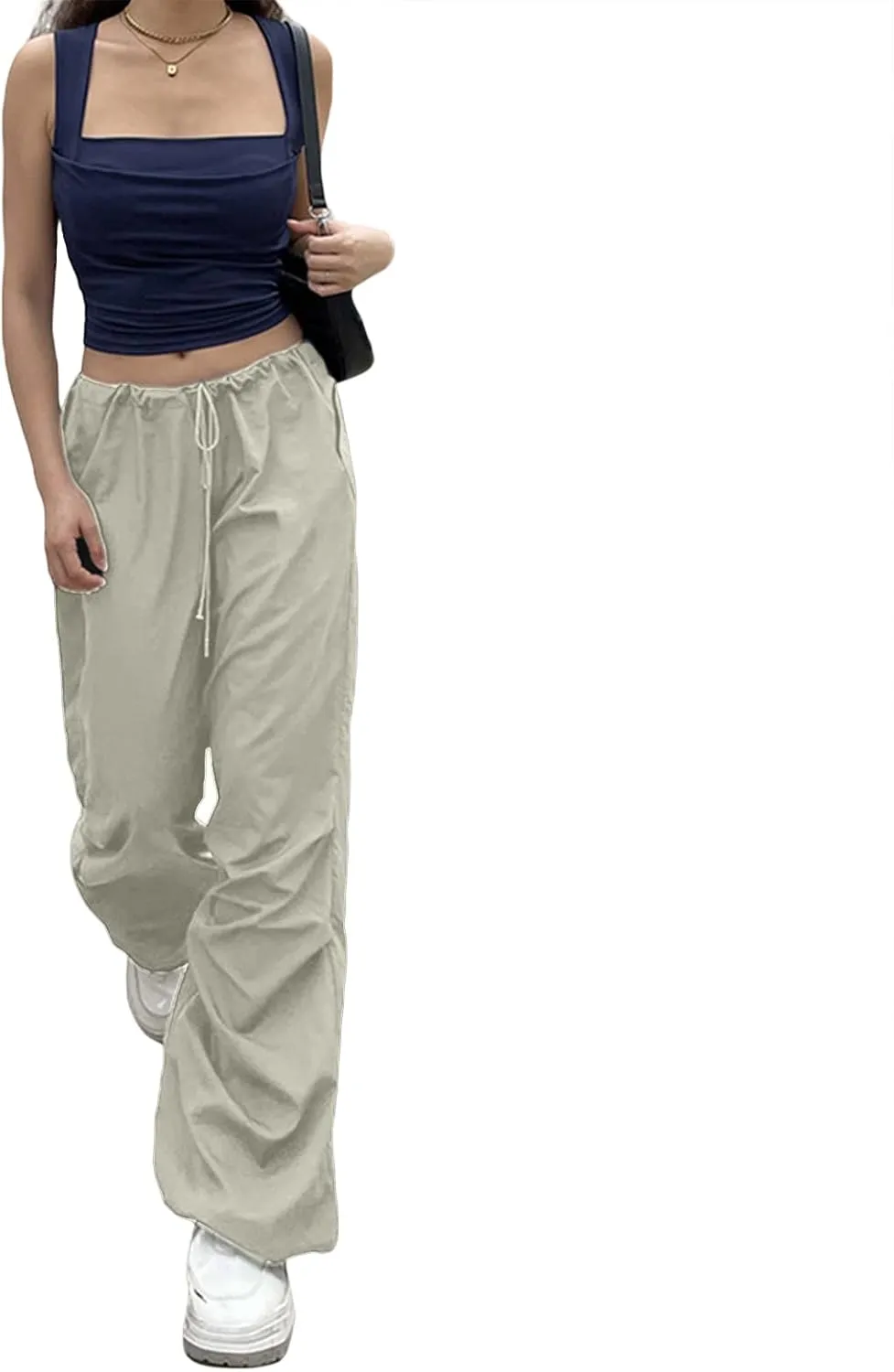 Women Cargo Trousers Drawstring Baggy Pants Loose Jogger Pants Parachute Pants Trendy Sweatpants Streetwearc