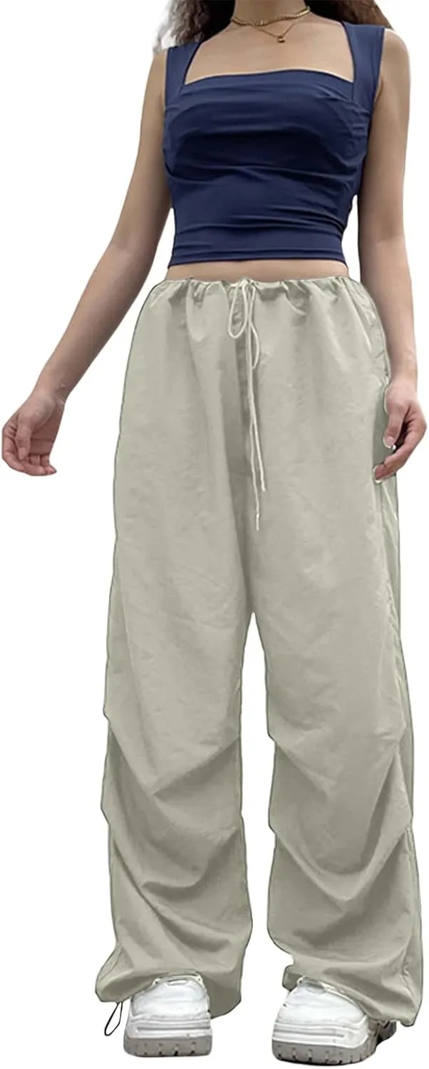 Women Cargo Trousers Drawstring Baggy Pants Loose Jogger Pants Parachute Pants Trendy Sweatpants Streetwearc