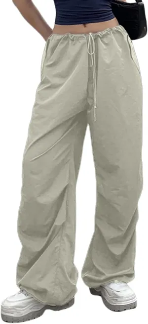 Women Cargo Trousers Drawstring Baggy Pants Loose Jogger Pants Parachute Pants Trendy Sweatpants Streetwearc