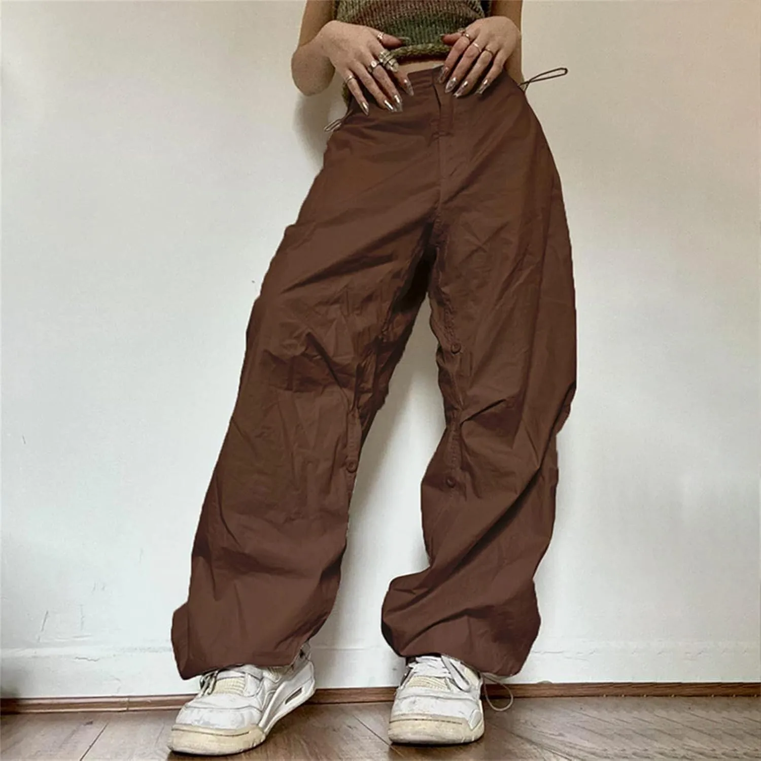 Women Cargo Trousers Drawstring Baggy Pants Loose Jogger Pants Parachute Pants Trendy Sweatpants Streetwearc