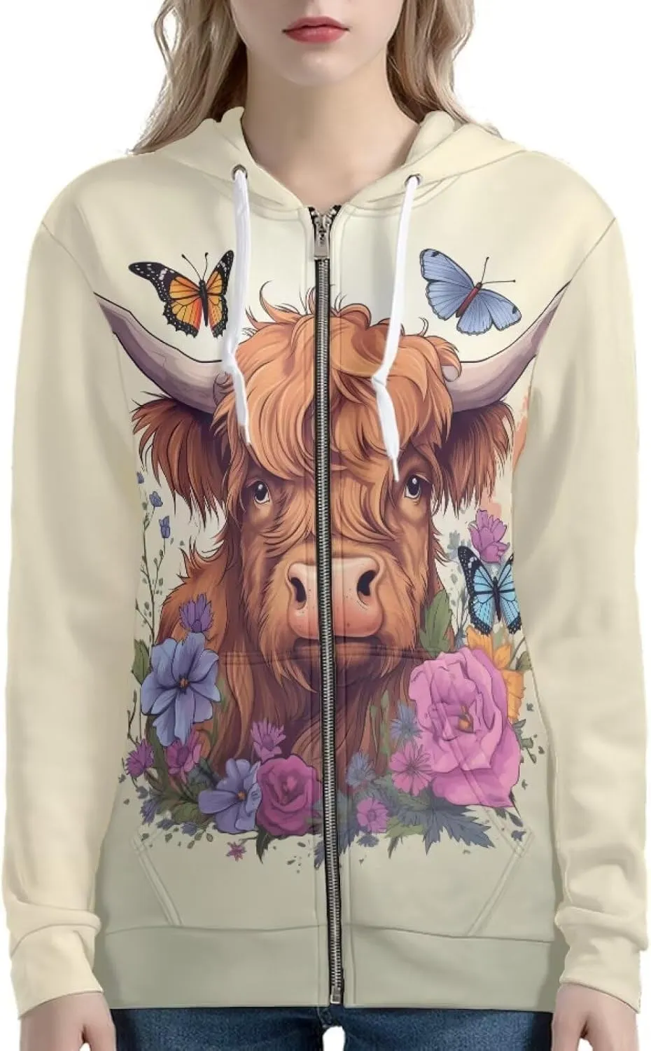Women Casual Zip Up Hoodie Jacket Lightweight Comfy Loose Long Sleeve Sweatshirt with Pockets XS-5XL