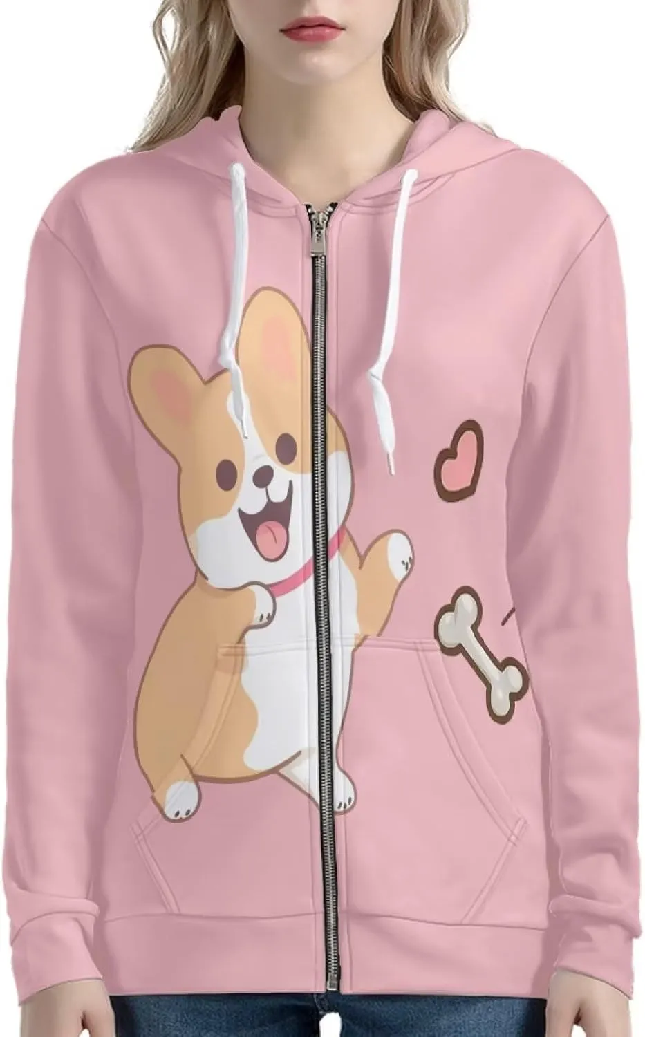 Women Casual Zip Up Hoodie Jacket Lightweight Comfy Loose Long Sleeve Sweatshirt with Pockets XS-5XL