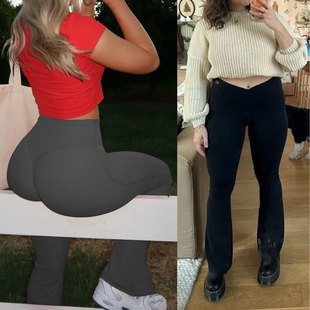 Women Cross Waist Flare Yoga Pants High Waisted Bootcut Wide Leg Workout Leggings