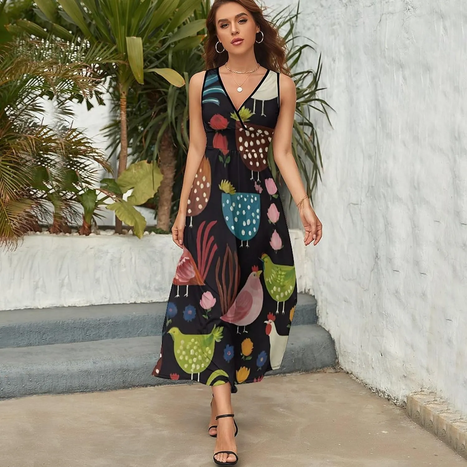 Women Girls Casual Flowy Long Dress for Party Holiday Beach