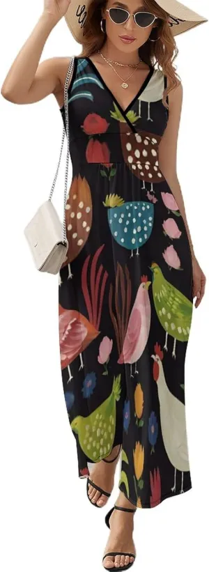 Women Girls Casual Flowy Long Dress for Party Holiday Beach