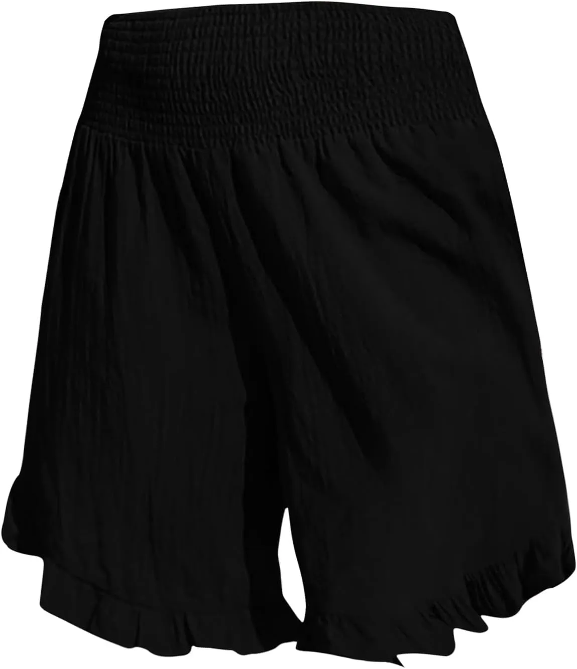 Women High Waisted Ruffle Hem Shorts Stylish Active Activities Loose Fit Casual Wear Pant Beach Boho Flowy Yoga Short