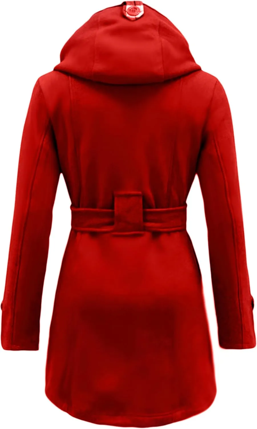 Women Hooded Thick Trench Coat Long Sleeve Basic Jacket Commuting with Pockets Elegant Coat