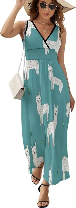 Women Ladies Casual Summer Flared Midi Dress for Vacation Party Wedding