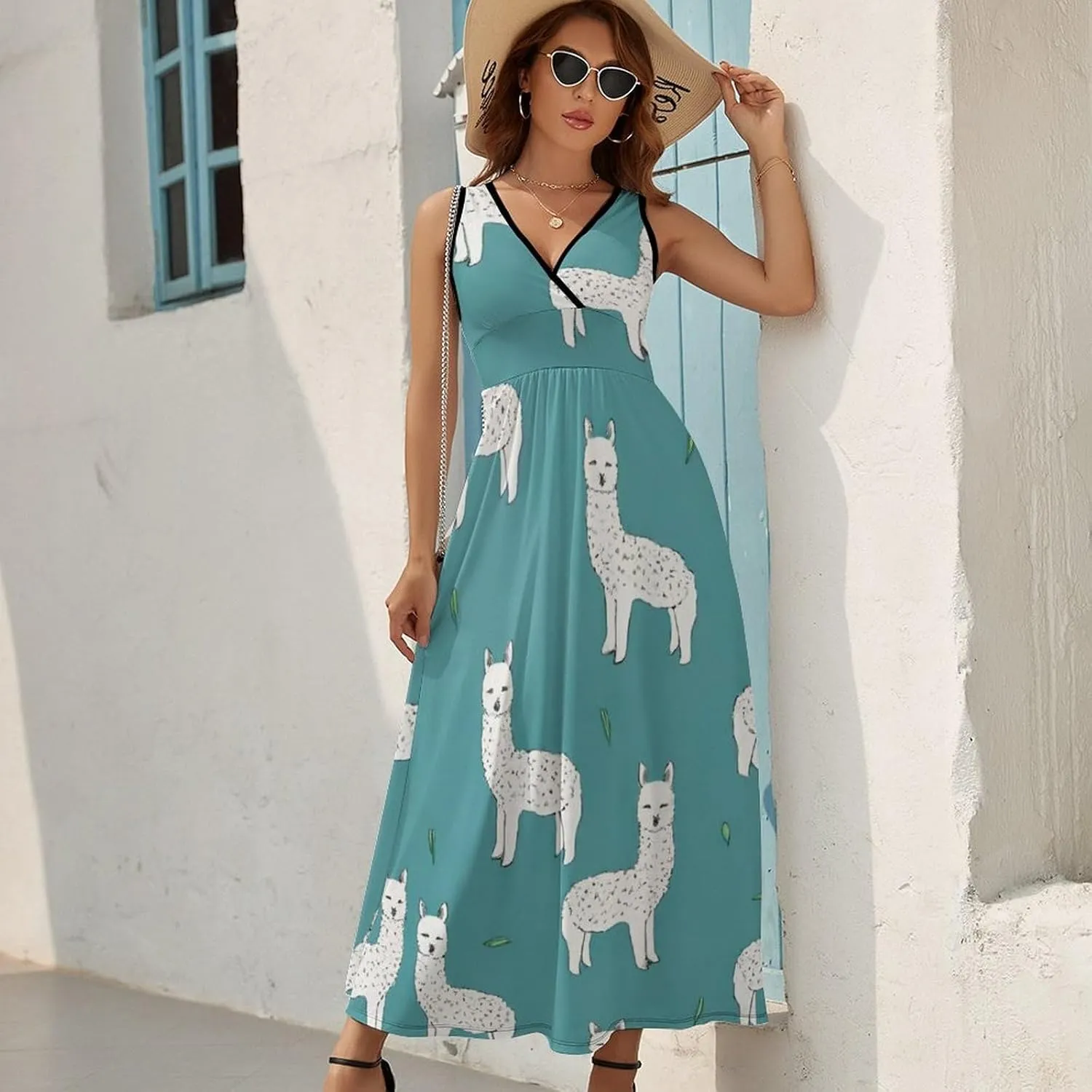 Women Ladies Casual Summer Flared Midi Dress for Vacation Party Wedding