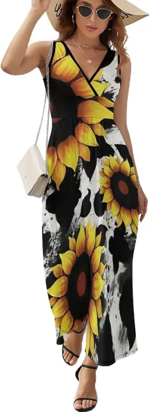 Women Ladies Sleeveless Midi Tank Dress for Vacation Party Wedding