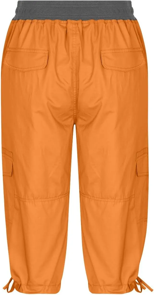 Women Multi Pocket Trousers Outdoor Casual Sports Cropped Pants Overalls Thin Loose Cargo Shorts