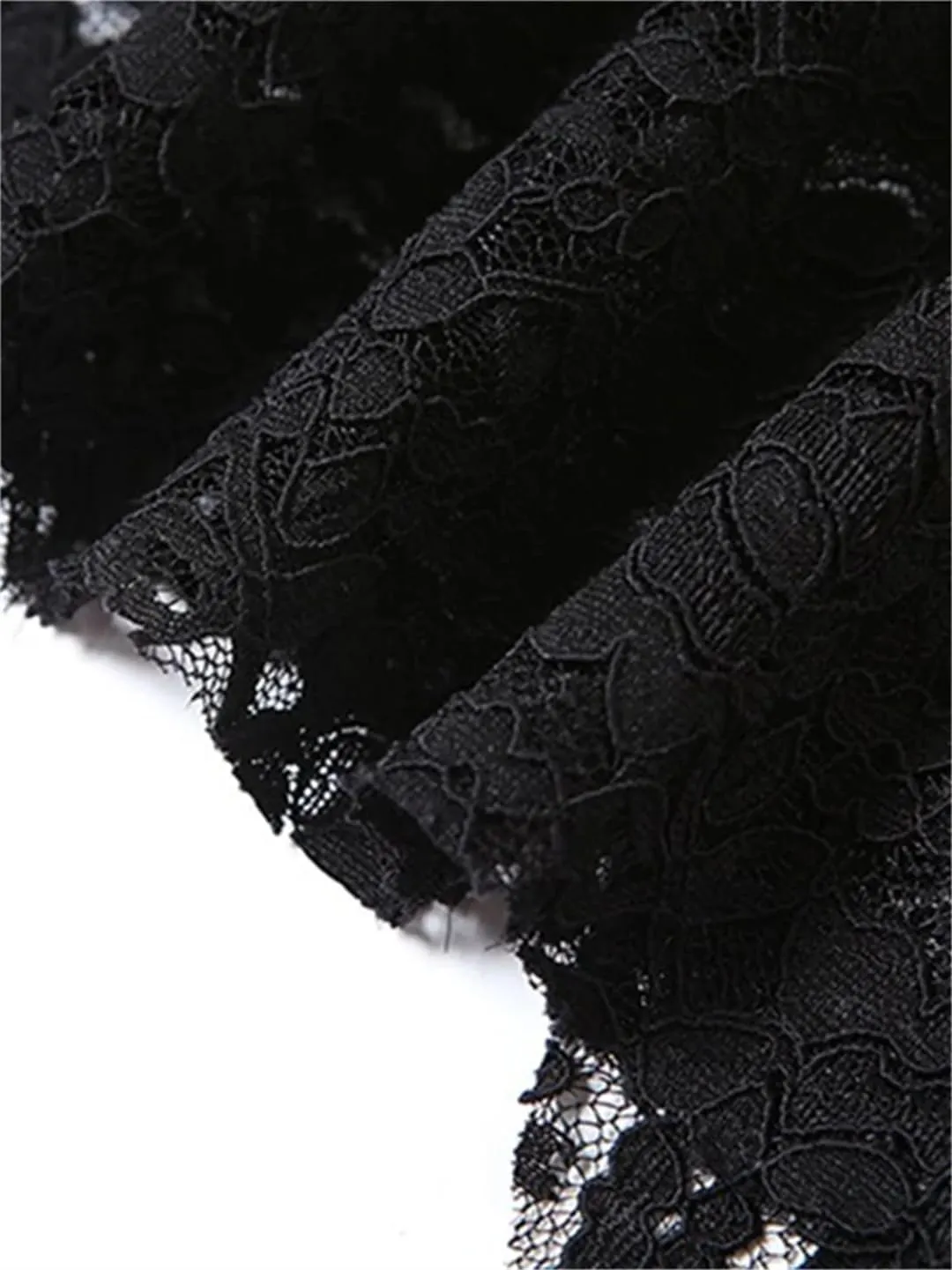 Women Short Front Long Back Gothic Patchwork Lace Fold Asymmetrical Skirt High Waisted Ruffle Midi Skirts