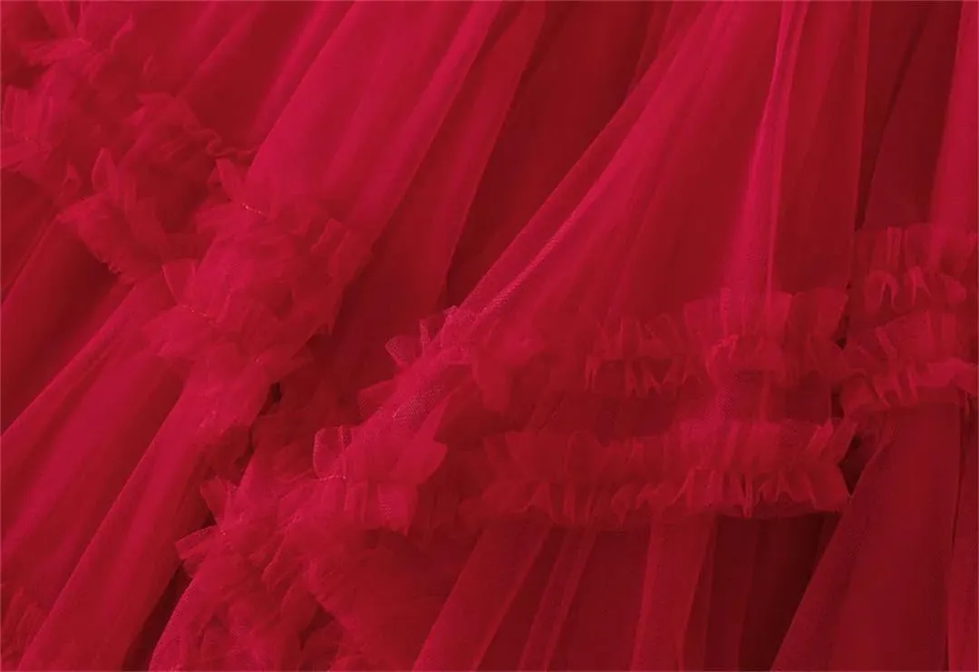 Women Spring Summer Mesh Big Hem A-Line Skirt Female Lengthen Party Beige Maxi Long Tulle Skirt