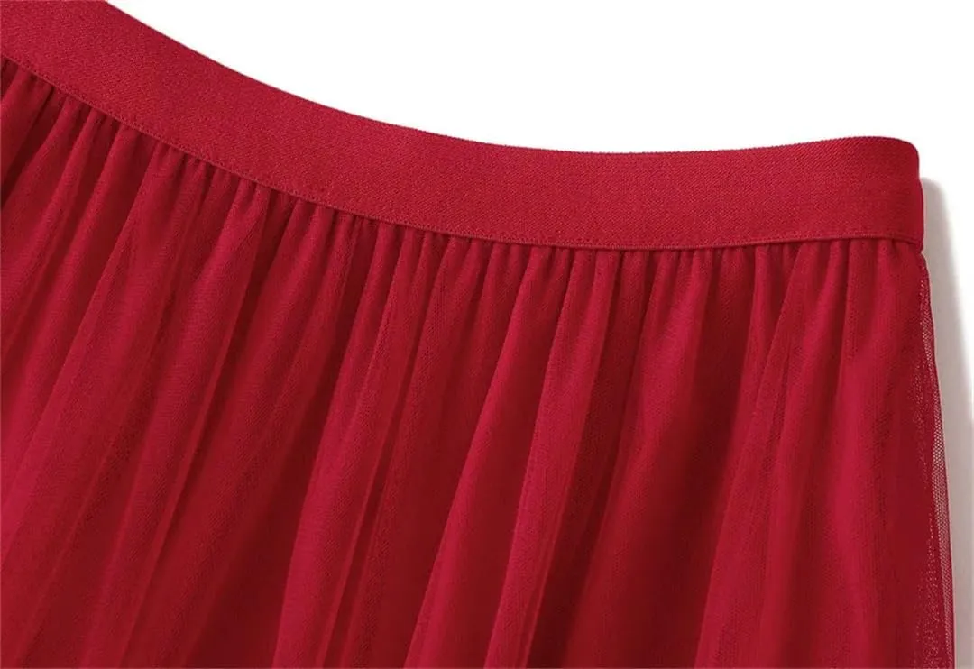 Women Spring Summer Mesh Big Hem A-Line Skirt Female Lengthen Party Beige Maxi Long Tulle Skirt