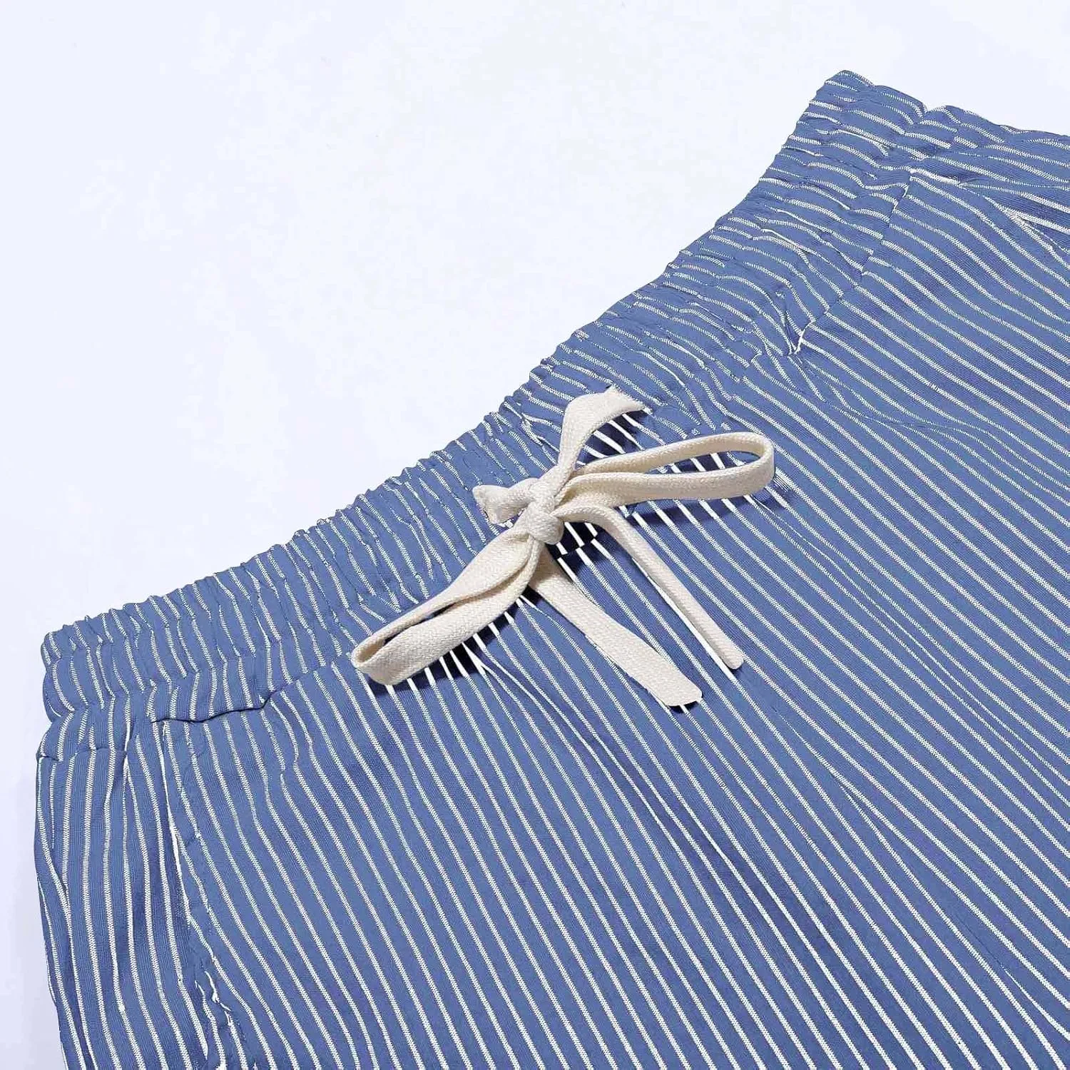 Women Summer Lightweight Linen Shorts Trendy Stripe Casual Beach Palazzo Trouser Quick-Dry Vacation Active Sport Pant