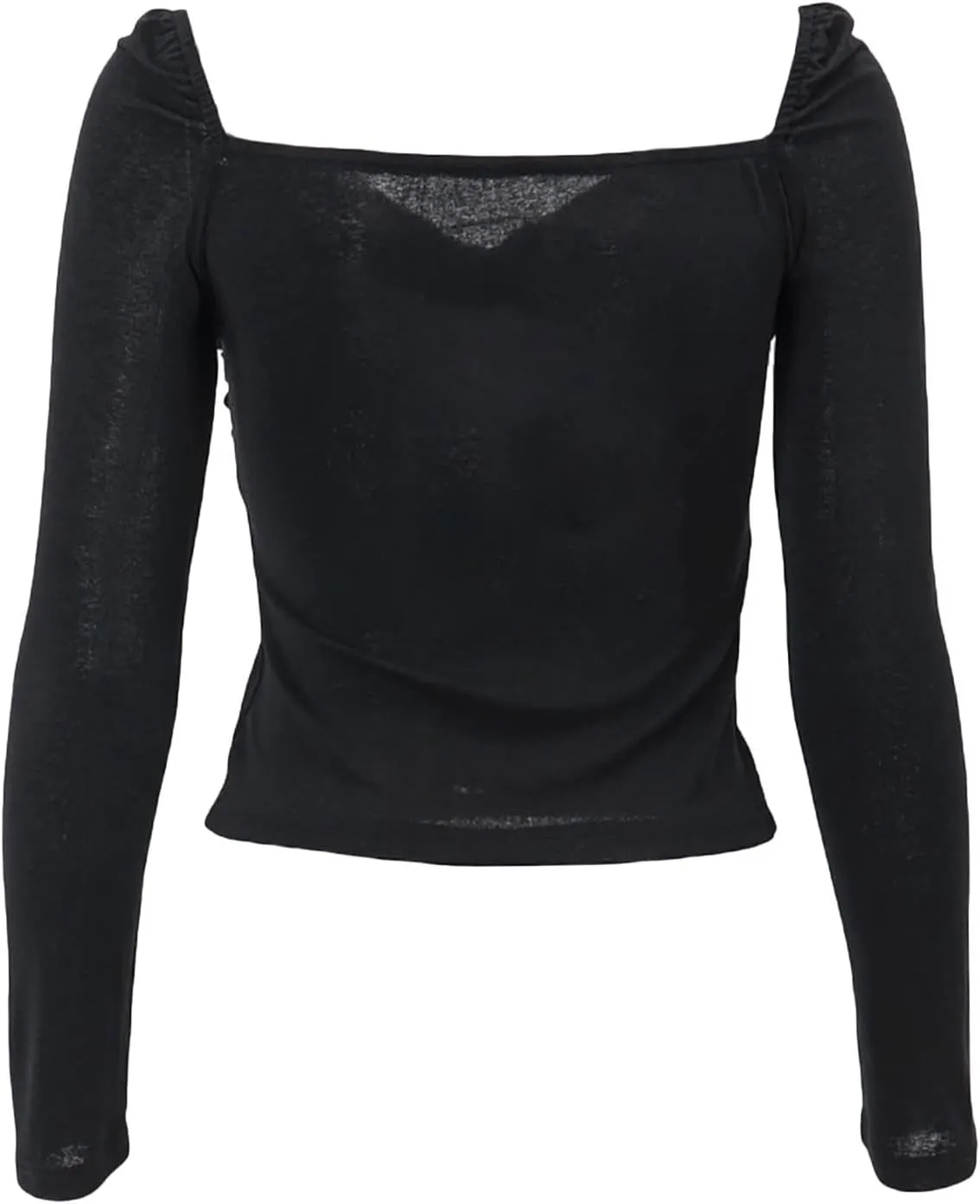 Women T-Shirt Long Sleeve V Neck Pleated Patchwork Slim Fit Ladies Tops for Casual Daily