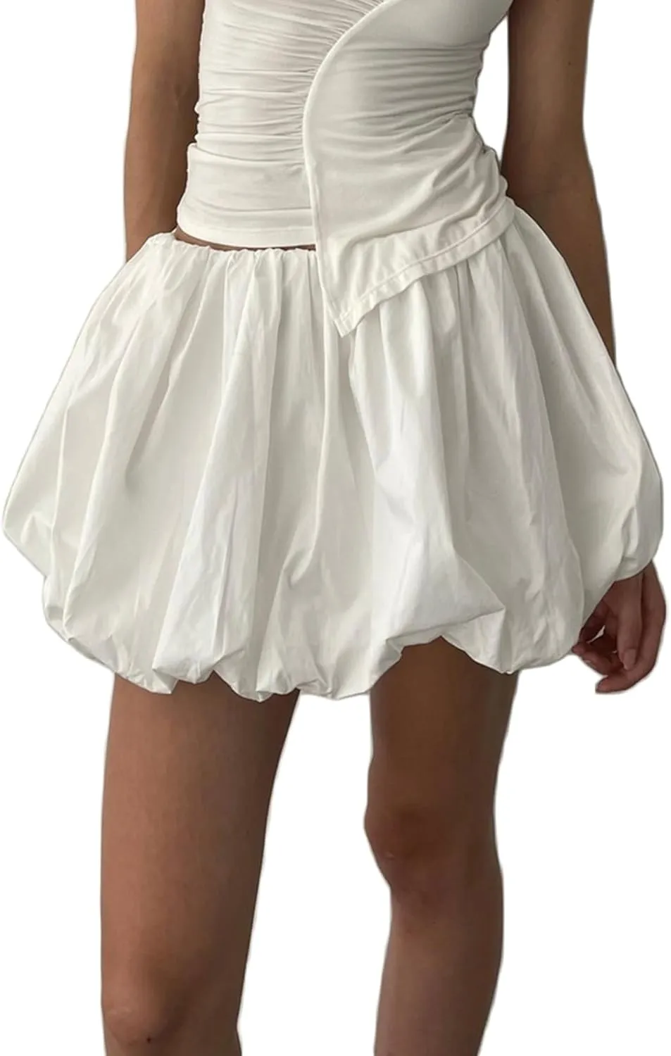 Women Y2K Bubble Mini Skirt High Waist A-line Flared Short Skirt Pleated Skater Mini Skirt Going Out Summer