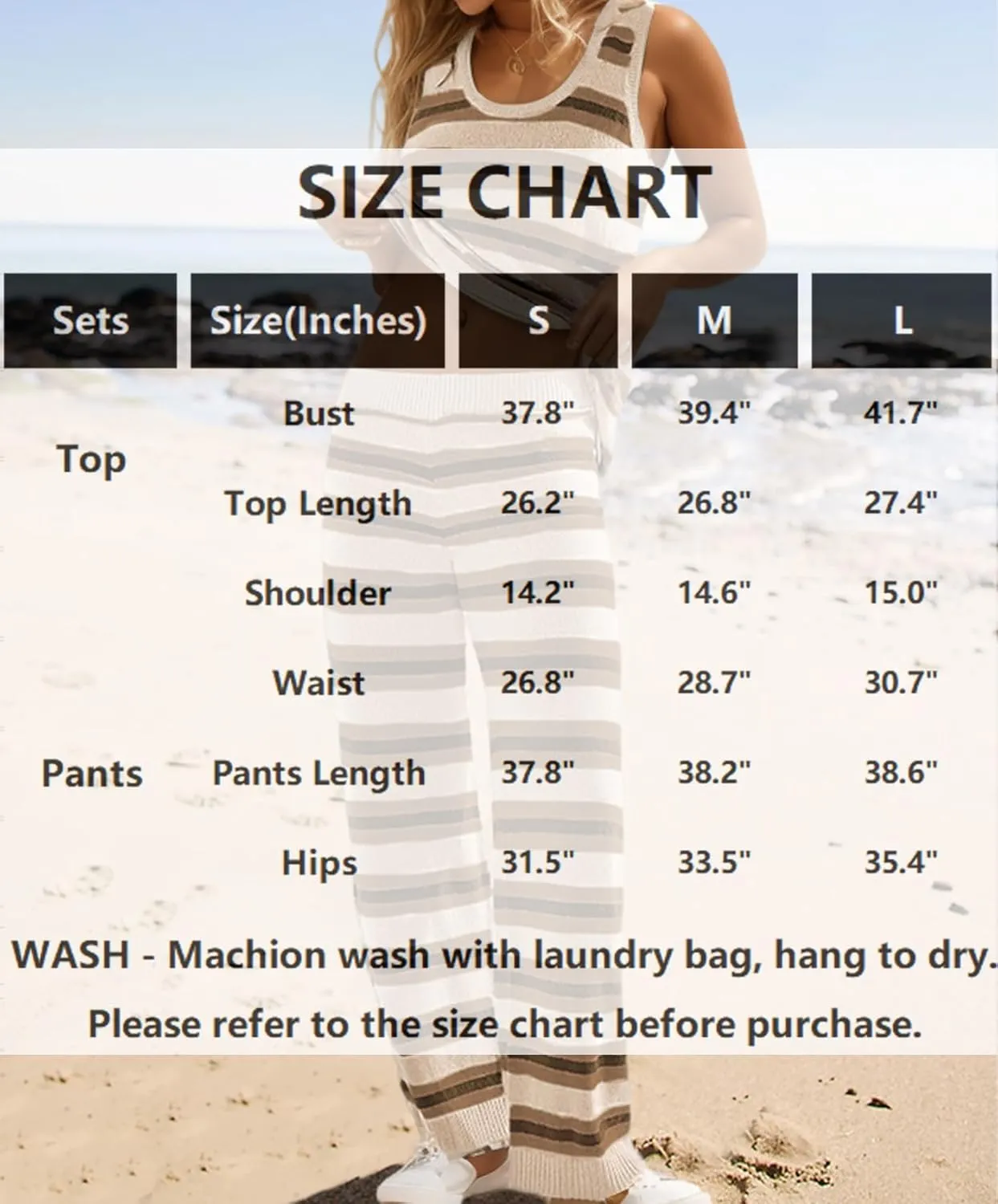 Womens 2 Piece Sweater Set Lounge Set Sleeveless Knit Tank Tops and Pants Beach Outfits Sets