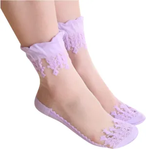 Women's and Men Gym Compression Socks Cozy Socks Fashion Trendy Low Cut Athletic Comfy Socks for Women Mesh Lace Long