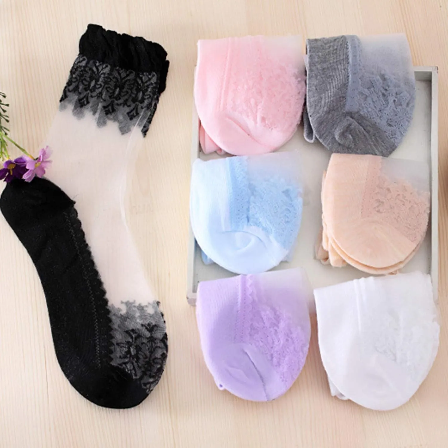 Women's and Men Gym Compression Socks Cozy Socks Fashion Trendy Low Cut Athletic Comfy Socks for Women Mesh Lace Long