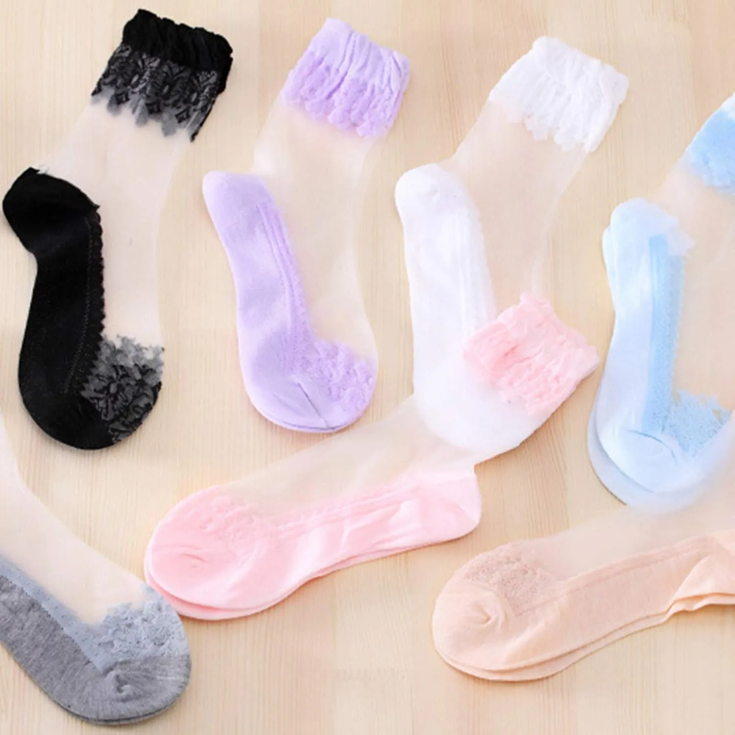 Women's and Men Gym Compression Socks Cozy Socks Fashion Trendy Low Cut Athletic Comfy Socks for Women Mesh Lace Long