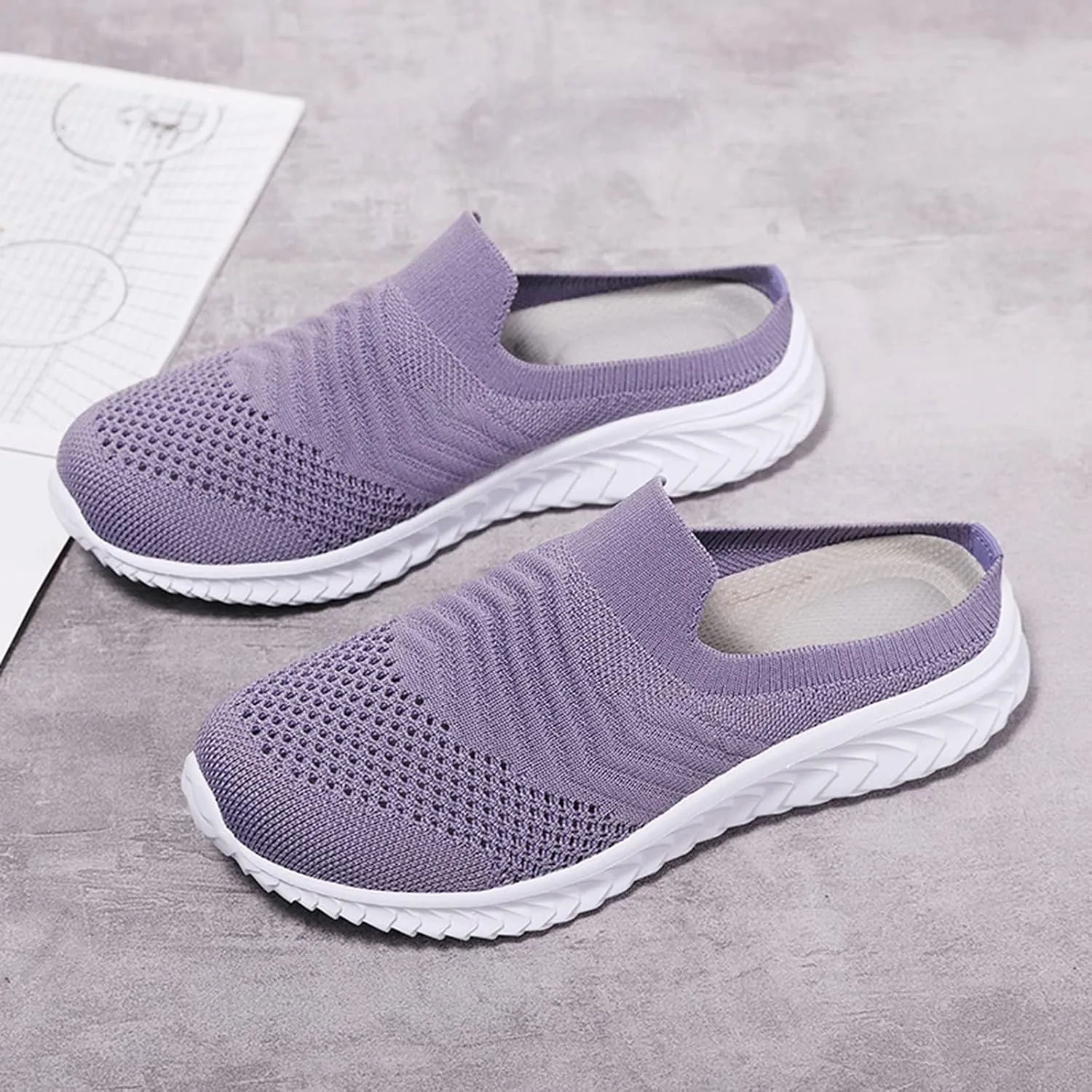 Women's Backless Walking Sneakers Summer Slip-on Tennis Shoes Men Slip On Men Shoes Casual Wedge Sneakers Waterproof Tennis Shoe Cross Trainer Shoe