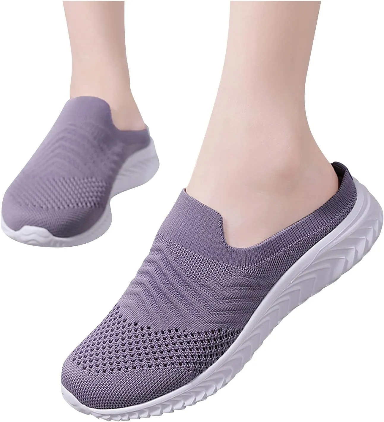 Women's Backless Walking Sneakers Summer Slip-on Tennis Shoes Men Slip On Men Shoes Casual Wedge Sneakers Waterproof Tennis Shoe Cross Trainer Shoe