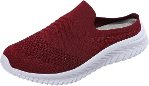 Women's Backless Walking Sneakers Summer Slip-on Tennis Shoes Men Slip On Men Shoes Casual Wedge Sneakers Waterproof Tennis Shoe Cross Trainer Shoe