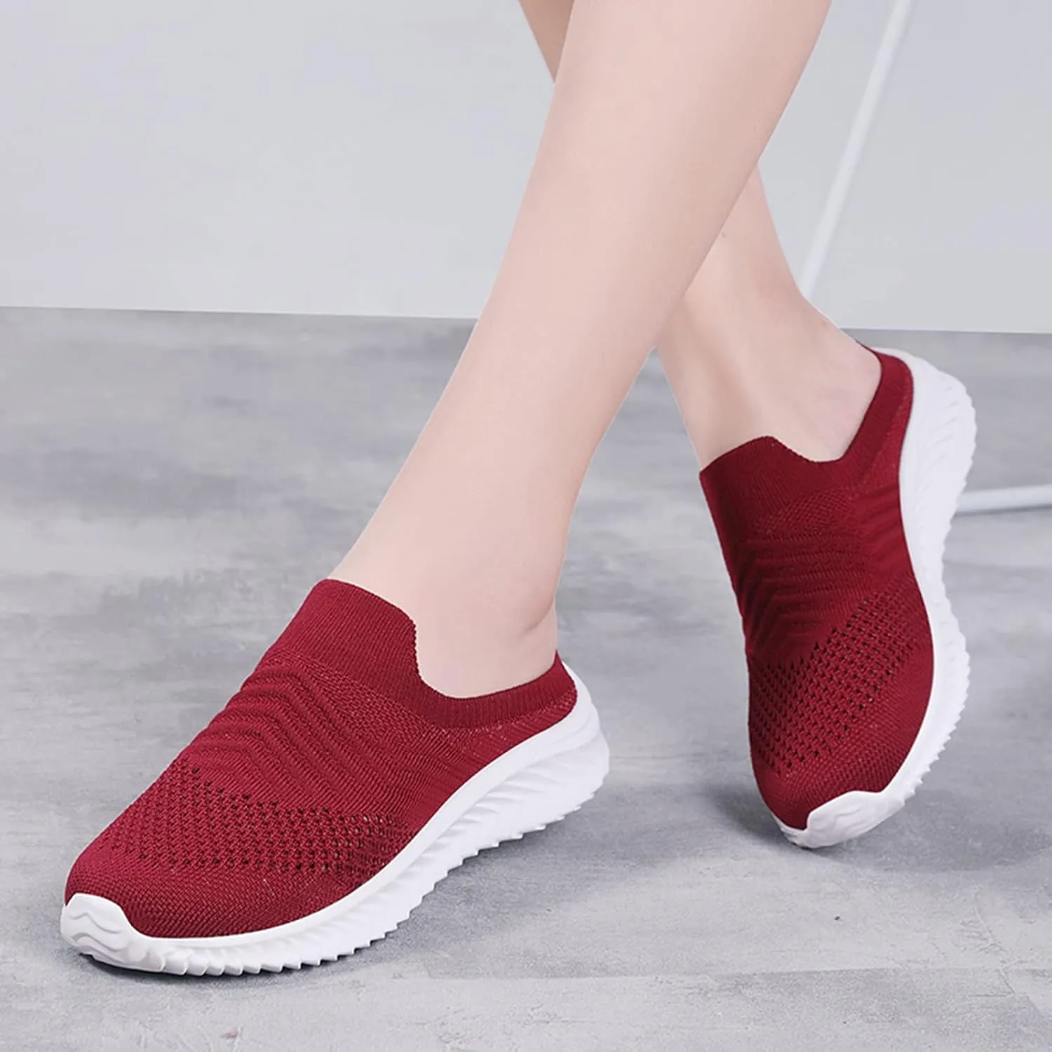 Women's Backless Walking Sneakers Summer Slip-on Tennis Shoes Men Slip On Men Shoes Casual Wedge Sneakers Waterproof Tennis Shoe Cross Trainer Shoe