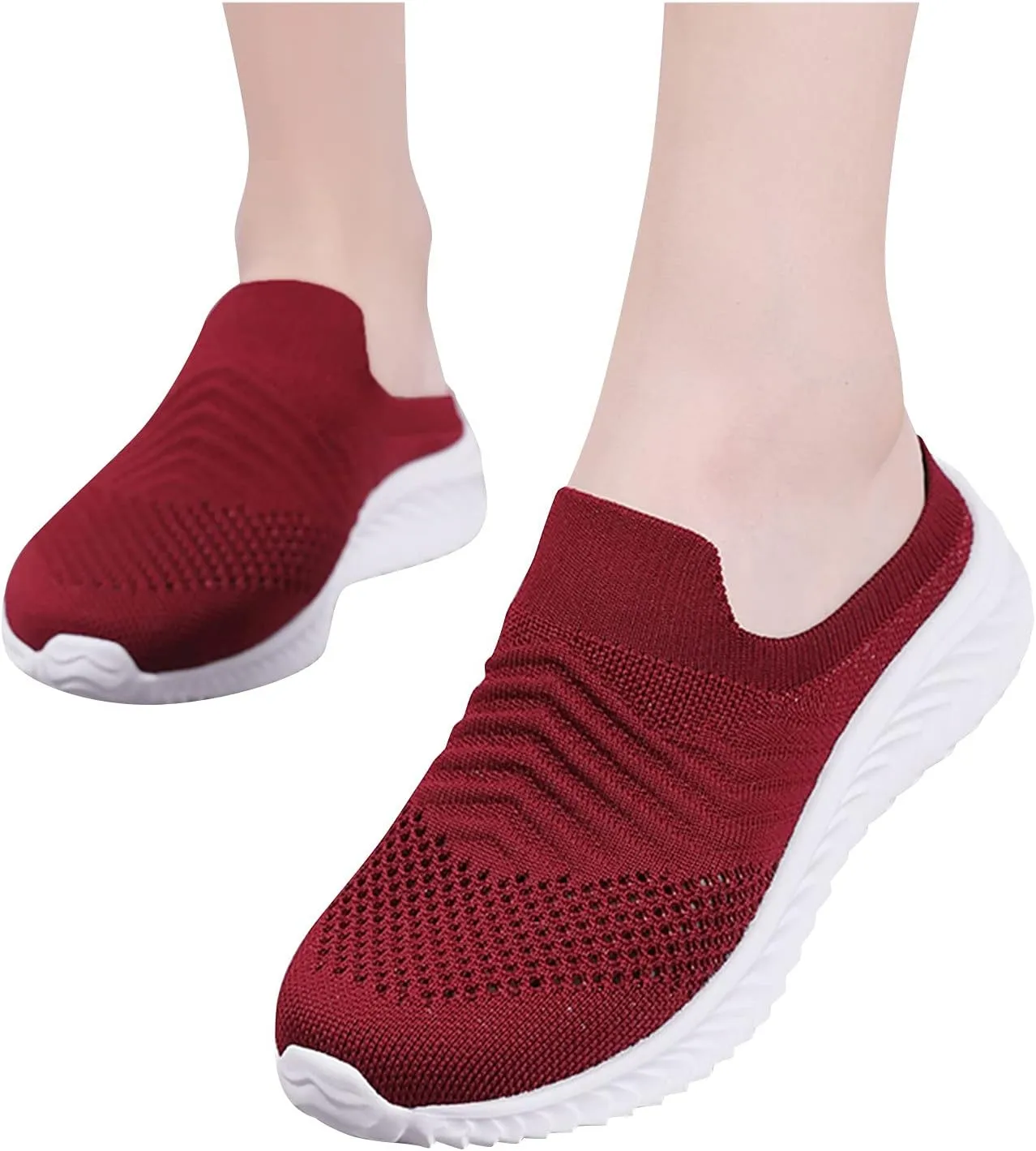 Women's Backless Walking Sneakers Summer Slip-on Tennis Shoes Men Slip On Men Shoes Casual Wedge Sneakers Waterproof Tennis Shoe Cross Trainer Shoe