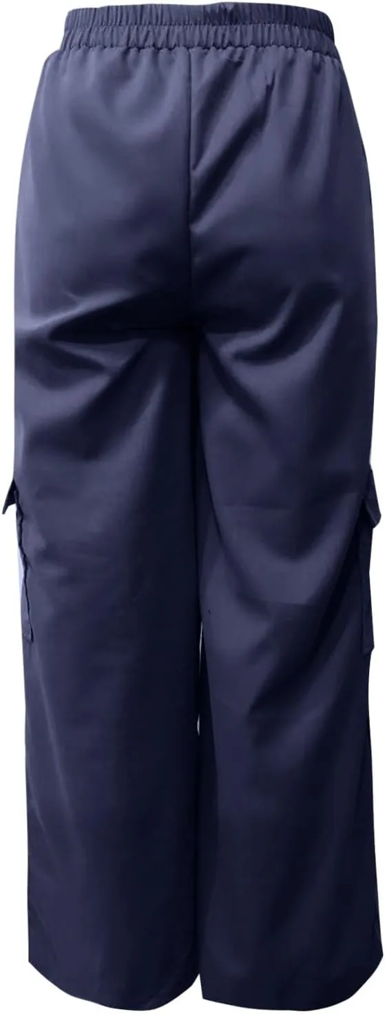Women's Baggy Cargo Pants Wide Leg Elastic Waist Multi Pockets Straight Leg Pants Loose Comfy Streetwear Patchwork Trousers