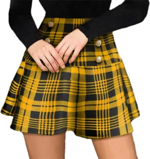Women's Basic Versatile Plaid Casual High Waist Pleated Mini Skater Skirt A-Line Y2K Fashion Skirt Flared Skirts