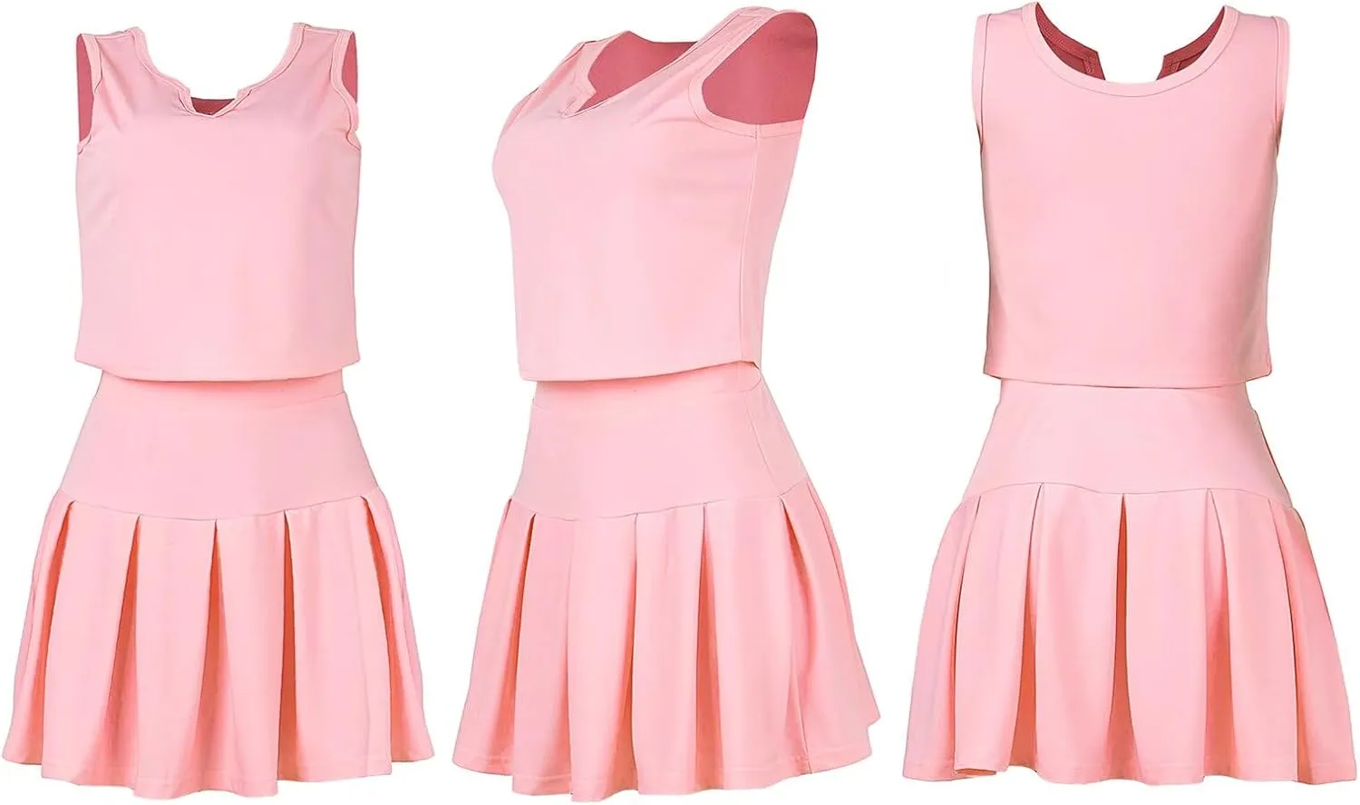 Womens Bodycon Dress Set - Tie Knot Front Crop Tank Top High Waist Pleated Mini Skirt Two Piece Outfit Suit Set