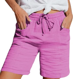 Womens Casaul Drawstring Linen Shorts Summer Hawaiian Beach Athletic Bermuda Sweatpant Elastic Waist Y2K Casual Short
