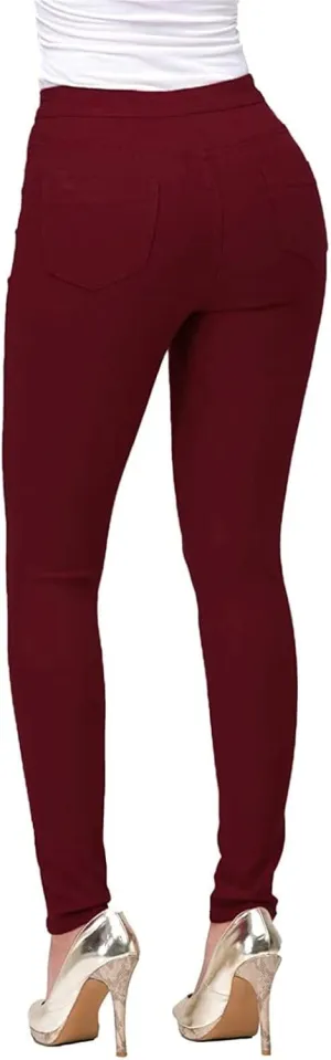 Womens Casual Tight Jeans Trendy Skinny High Waisted Slim Small Feet Denim Pants Work Office Business Lounge Trousers